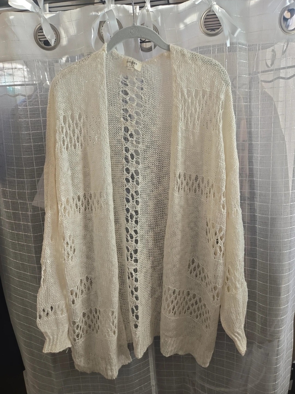Umgee Cream Open-Knit Long Cardigan